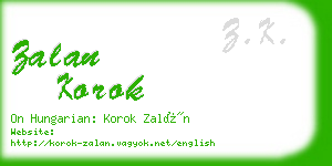 zalan korok business card